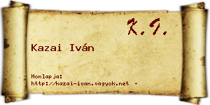 Kazai Iván névjegykártya