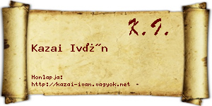 Kazai Iván névjegykártya